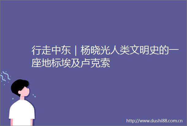 行走中东｜杨晓光人类文明史的一座地标埃及卢克索