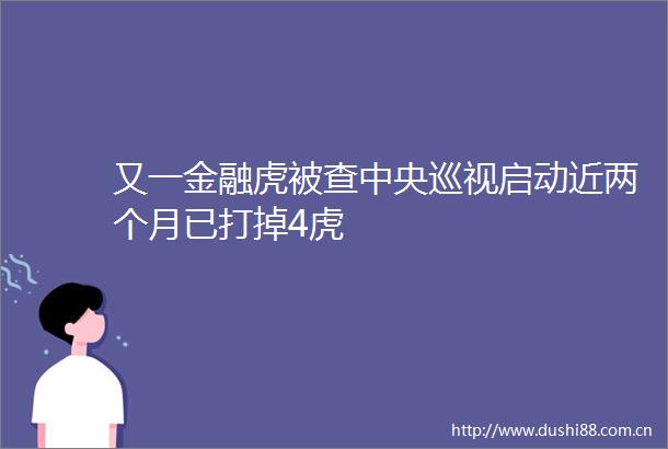 又一金融虎被查中央巡视启动近两个月已打掉4虎