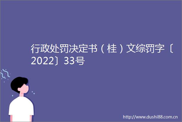 行政决定书（桂）文综罚字〔2022〕33号
