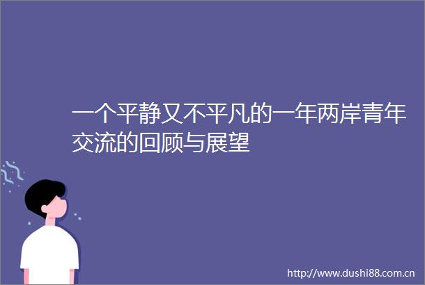一个平静又不平凡的一年两岸青年交流的回顾与展望