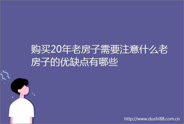 购买20年老房子需要注意什么老房子的优缺点有哪些