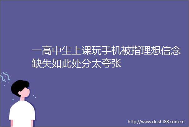 一高中生上课玩手机被指理想信念缺失如此处分太夸张