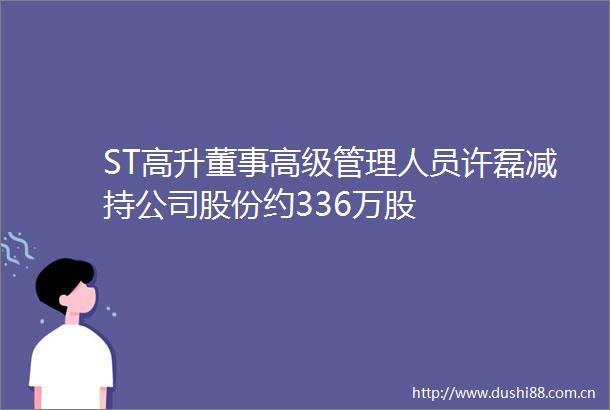 ST高升董事高级管理人员许磊减持公司股份约336万股
