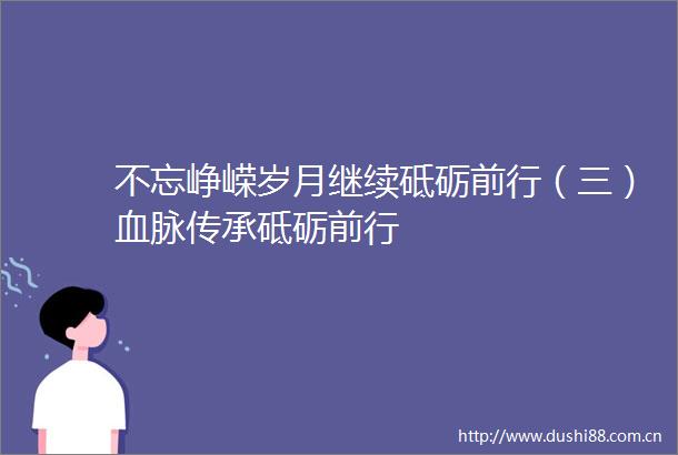不忘峥嵘岁月继续砥砺前行（三）血脉传承砥砺前行