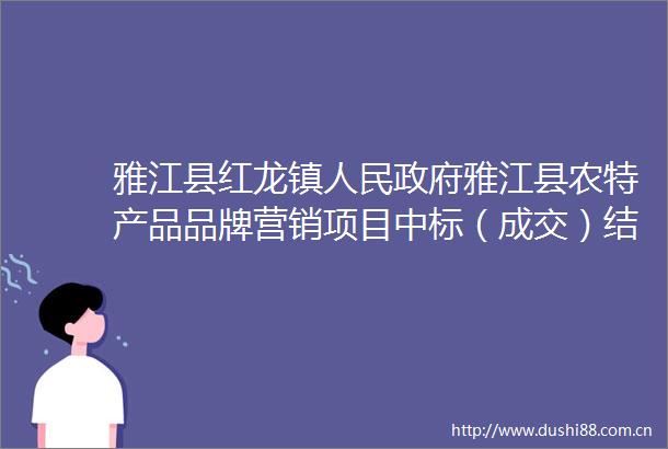 雅江县红龙镇雅江县农特产品品牌营销项目中标（成交）结果公告