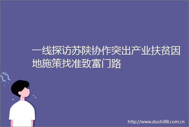 一线探访苏陕协作突出产业扶贫因地施策找准致富门路