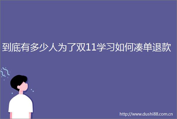 到底有多少人为了双11学习如何凑单退款