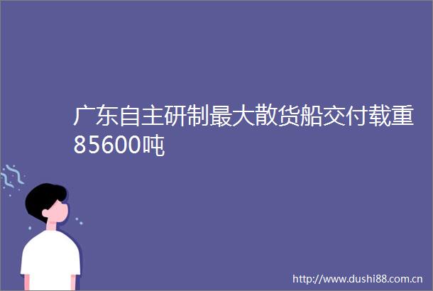 广东自主研制最大散货船交付载重85600吨
