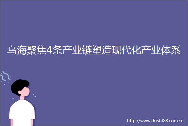 乌海聚焦4条产业链塑造现代化产业体系