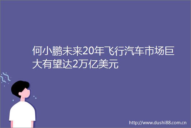 何小鹏未来20年飞行汽车市场巨大有望达2万亿美元
