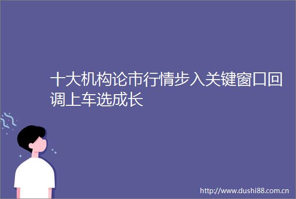 十大机构论市行情步入关键窗口回调上车选成长