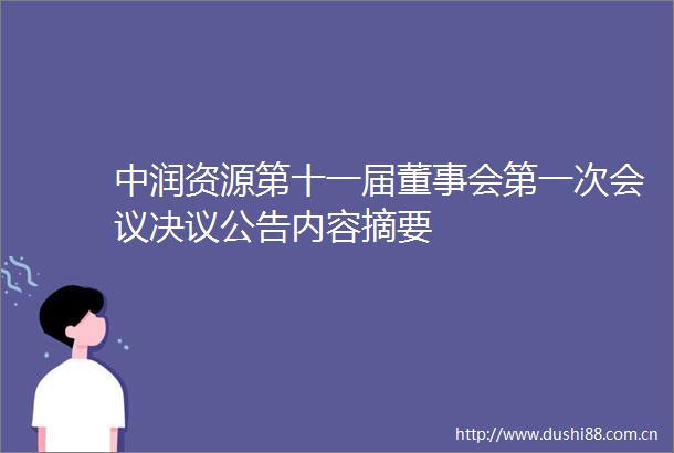 中润资源第十一届董事会第一次会议决议公告内容摘要