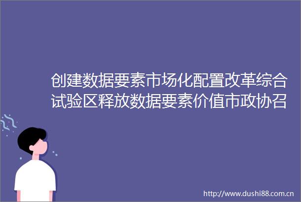 创建数据要素市场化配置改革综合试验区释放数据要素价值市政协召开专题协商座谈会