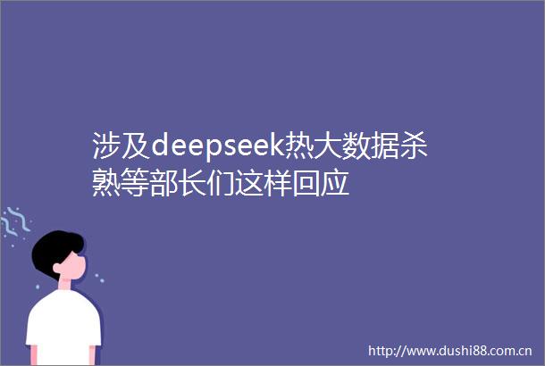 涉及deepseek热大数据杀熟等部长们这样回应