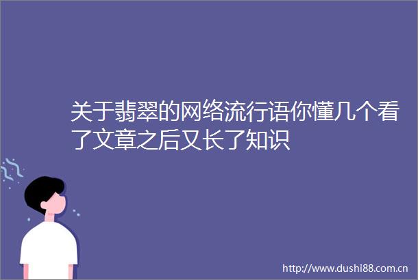关于翡翠的网络流行语你懂几个看了文章之后又长了知识