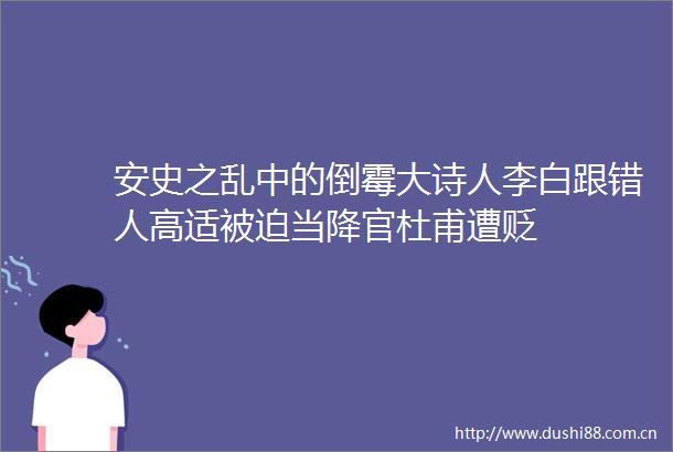 安史之乱中的倒霉大诗人李白跟错人高适被迫当降官杜甫遭贬
