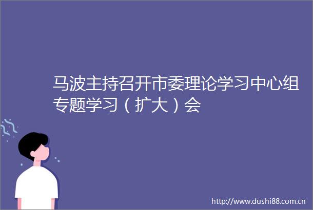 马波主持召开市委理论学习中心组专题学习（扩大）会