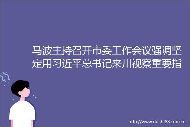 马波主持召开市委工作会议强调坚定用总书记来川视察重要指示精神统揽全局奋力谱写式现代化乐山新篇章