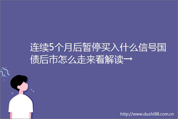 连续5个月后暂停买入什么信号国债后市怎么走来看解读→