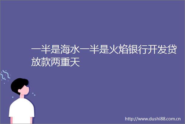 一半是海水一半是火焰银行开发贷放款两重天