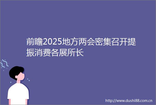 前瞻2025地方两会密集召开提振消费各展所长