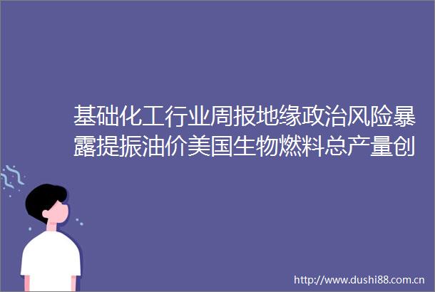 基础化工行业周报地缘风险提振油价美国生物燃料总产量创新高