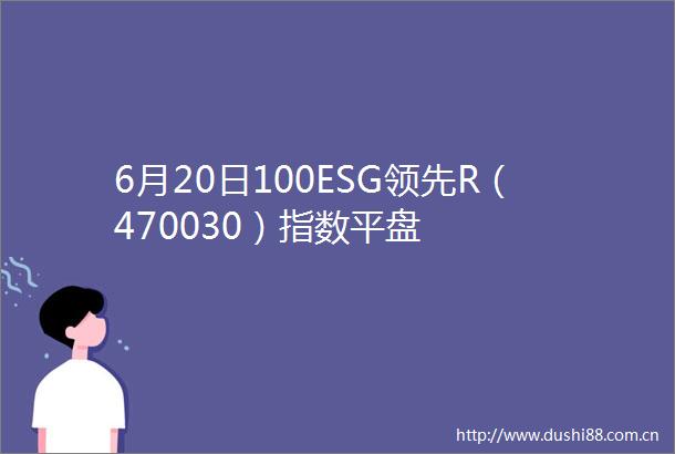 6月20日100ESG领先R（470030）指数平盘