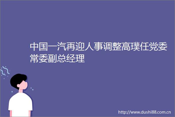 一汽再迎人事调整高璞任党委常委副总经理