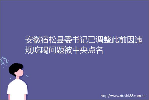 安徽宿松县委书记已调整此前因吃喝问题被中央点名