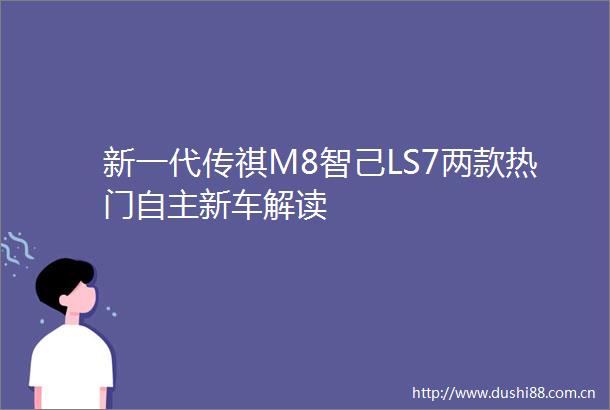 新一代传祺M8智己LS7两款热门自主新车解读