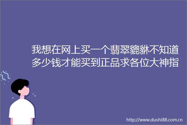 我想在网上买一个翡翠貔貅不知道多少钱才能买到正品求各位大神指