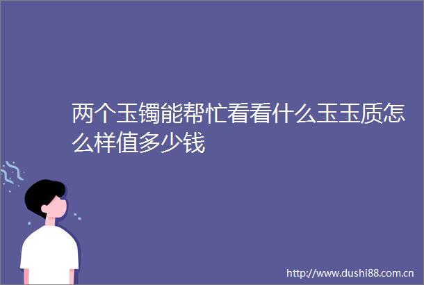 两个玉镯能帮忙看看什么玉玉质怎么样值多少钱
