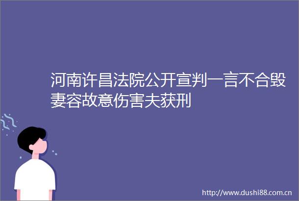 河南许昌公开宣判一言不合毁妻容故意伤害夫获刑