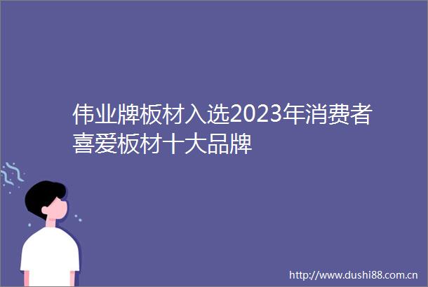 伟业牌板材入选2023年消费者喜爱板材十大品牌