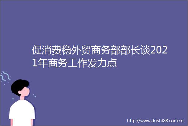促消费稳外贸商务部部长谈2021年商务工作发力点