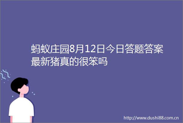 蚂蚁庄园8月12日今日答题答案最新猪真的很笨吗
