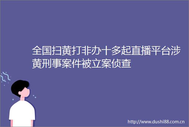 全国打非办十多起直播平台涉黄刑事案件被侦查