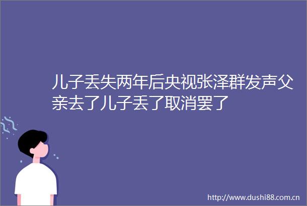 儿子丢失两年后央视张泽群发声父亲去了儿子丢了取消罢了