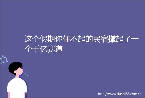 这个假期你住不起的民宿撑起了一个千亿赛道
