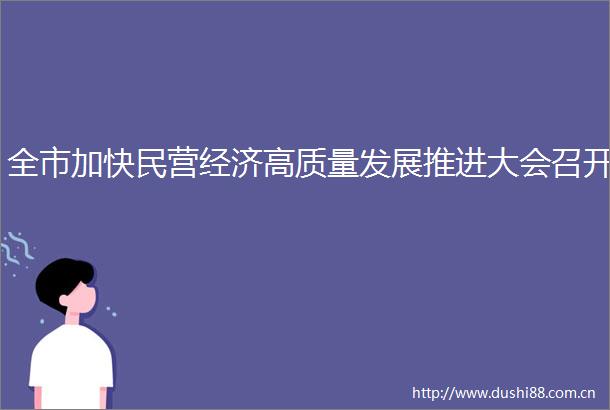 全市加快民营经济高质量发展推进大会召开