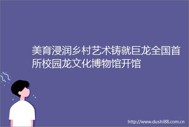 美育浸润乡村艺术铸就巨龙全国首所校园龙文化博物馆开馆