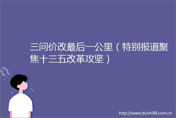 三问价改最后一公里（特别报道聚焦十三五改革攻坚）