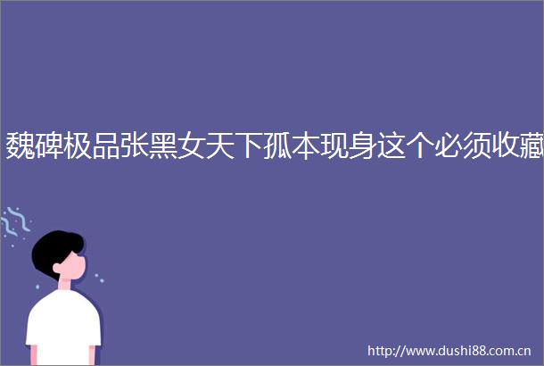 魏碑极品张黑女天下孤本现身这个必须收藏