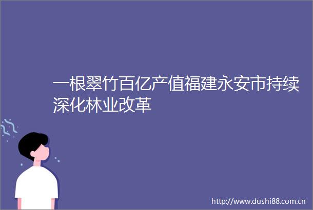 一根翠竹百亿产值福建永安市持续深化林业改革