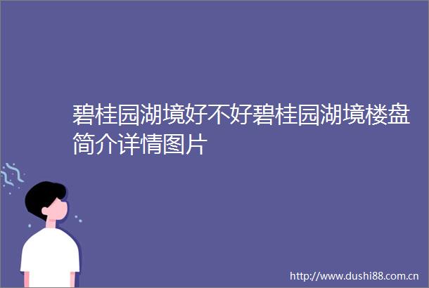 碧桂园湖境好不好碧桂园湖境楼盘简介详情图片
