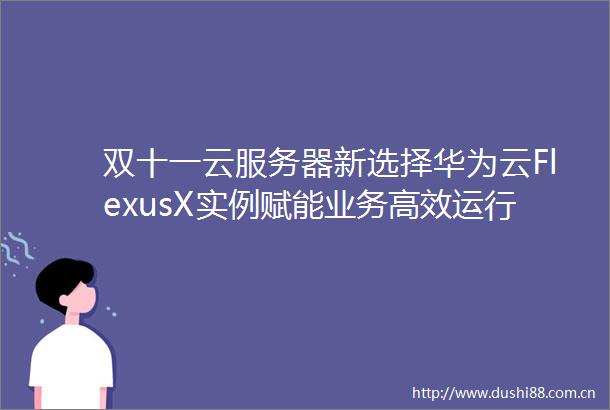 双十一云服务器新选择华为云FlexusX实例赋能业务高效运行