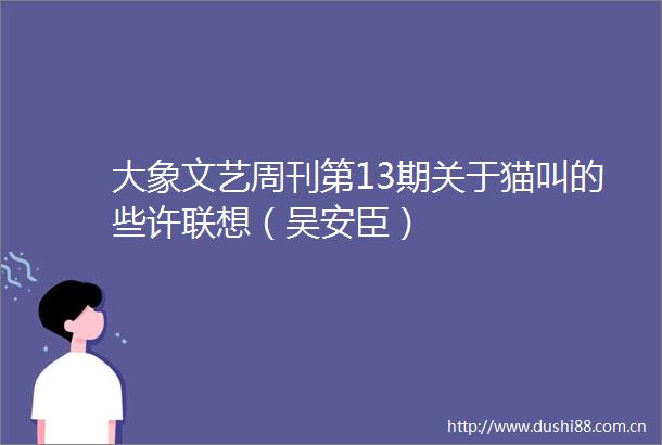 大象文艺周刊第13期关于猫叫的些许联想（吴安臣）