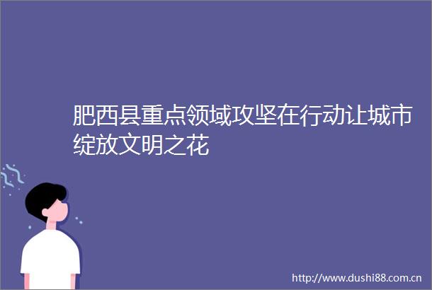 肥西县重点领域攻坚在行动让城市绽放文明之花