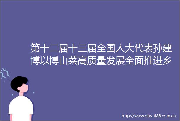 第十二届十三届全国人大代表孙建博以博山菜高质量发展全面推进乡村振兴