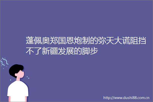 蓬佩奥郑国恩炮制的弥天大谎阻挡不了新疆发展的脚步